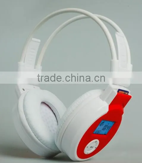 wireless stereo headphone with sd card slot with LCD screen