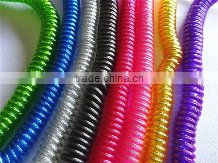 flexible dc3.5m to dc3.5m spiral metal transperant cable extend stereo audio aux cable