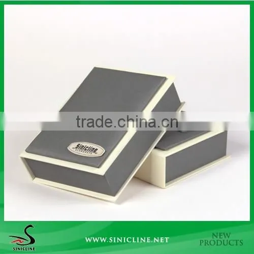 Sinicline book-shaped packing box with leather label logo