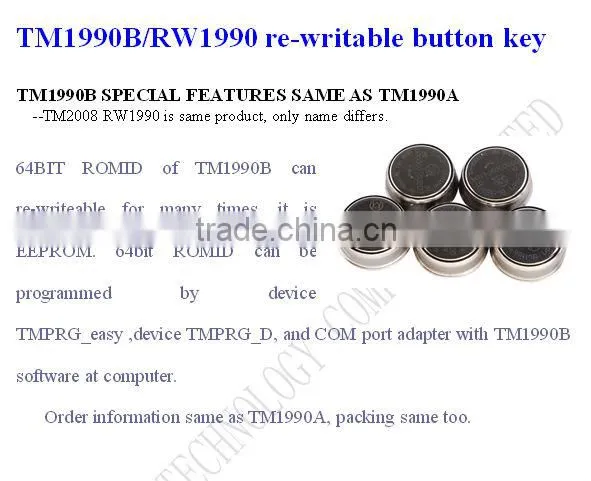 Free Sample Rewritable Ibutton Chip with RW1990 High Tech
