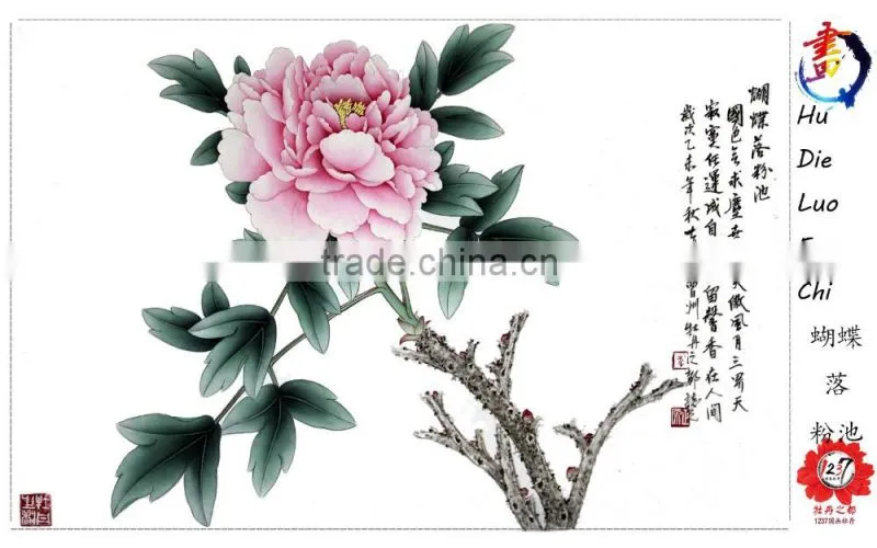 Beautiful modern pure handmade peony flower art work painting