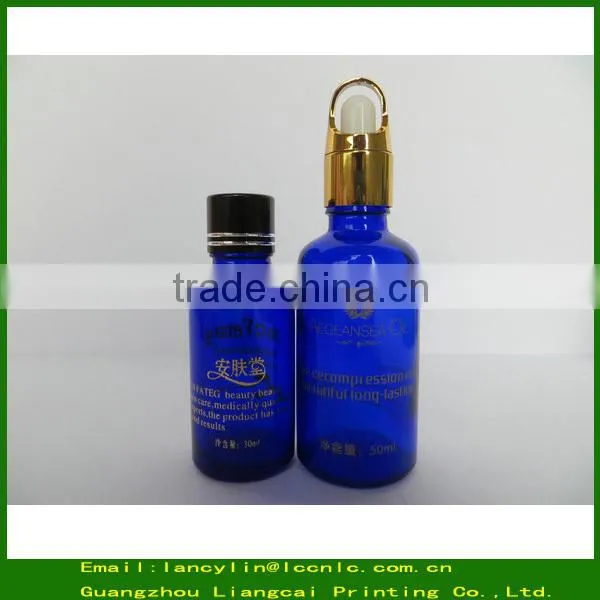 100ml frosted glossy amber green blue glass bottle,boston round glass bottlewith pump cap