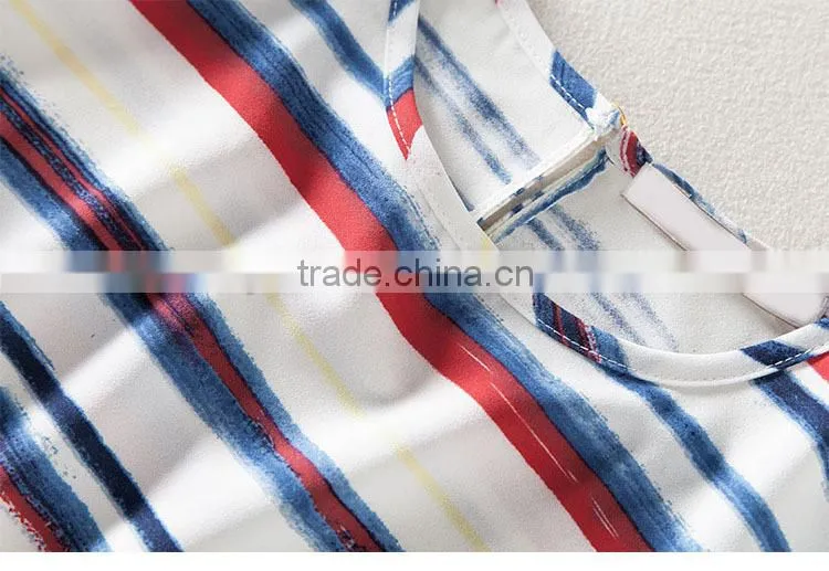 latest design striped chiffon women for fancy design t-shirt