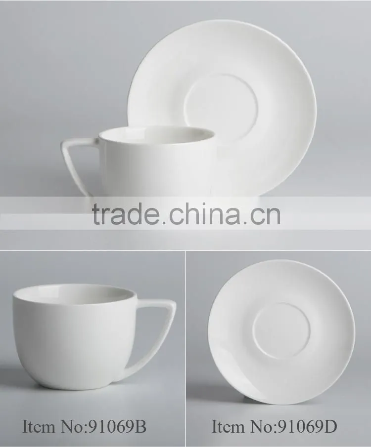 white durable ceramic 220cc cup with saucer