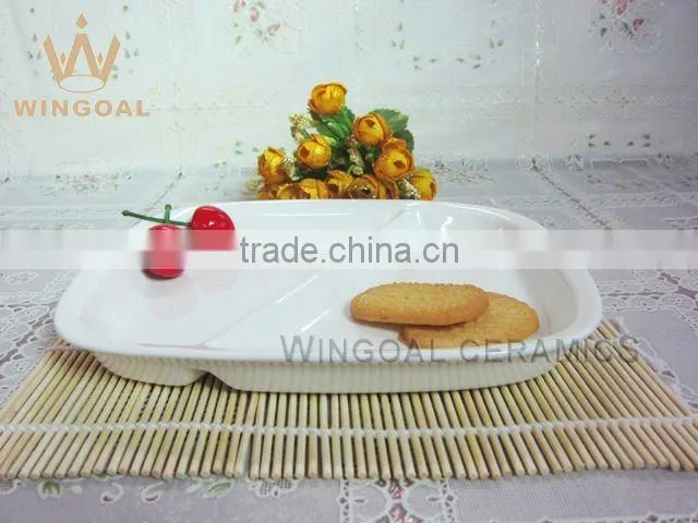 ceramic compartment serving plate Rectangle porcelain plates