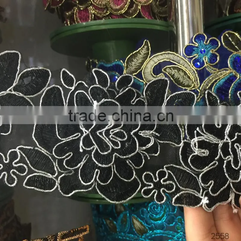manufacturer design handmade polyester organza 3d flower lace