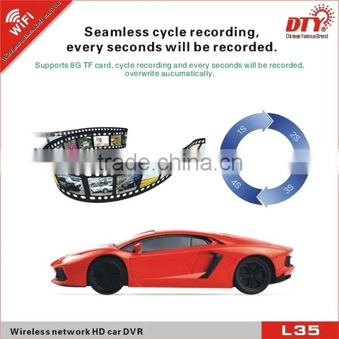 Wireless WiFi network full hd car recorder,L35