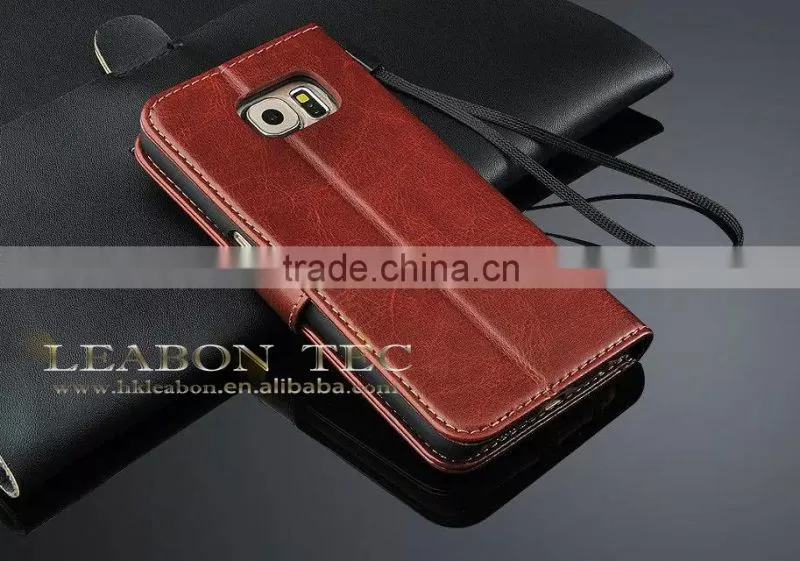 wallet leather case for samsung galaxy s6 edge cover case