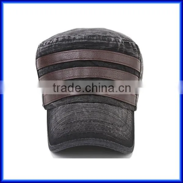 Black washed jean cotton women military cap wholesale