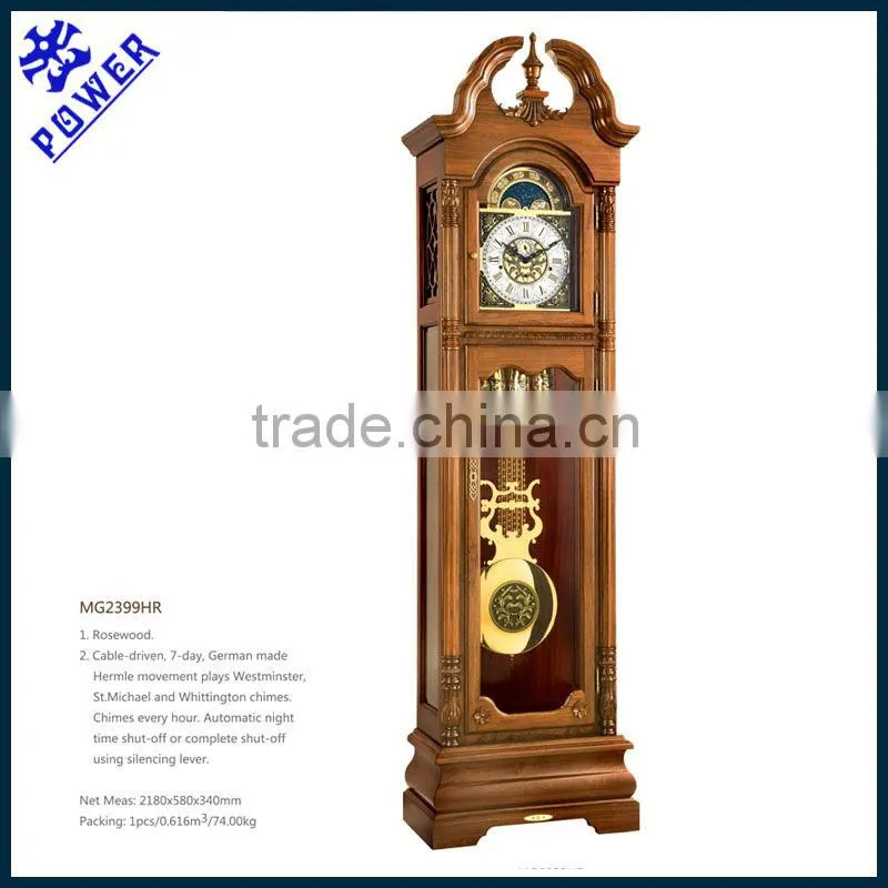 Grandfather clock with crown top Flower carved clock face German made Hermle movement High quality MG2399HR