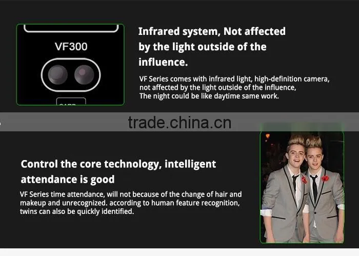 VF400 Face & RFID Time Attendance Terminal with WiFi, 3" Touch Screen