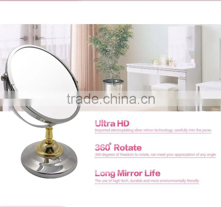 Small round desktop standing cosmetic mirror