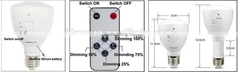 E27/B22 AC85-265V rechargeable led bulb with remote controller