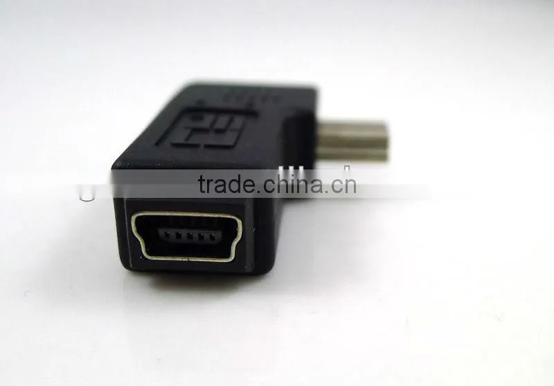 Mini USB 2.0 5P Male to Female M - F extension adapter 90 degree Left angled