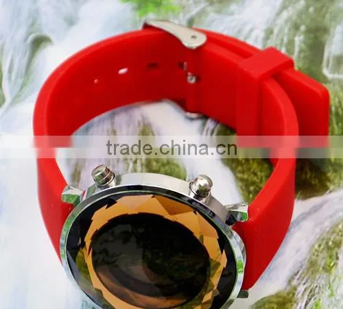 2014 new LED fashion crystal glass electronic 30ATM silicon watch(WJ-2386)