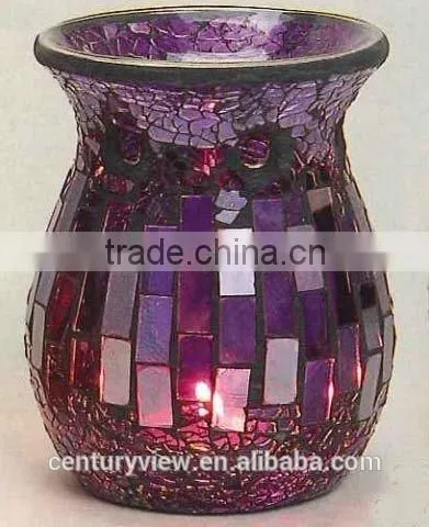 11Dx15H Hand Made Red Mosaic Essential Oil Burner