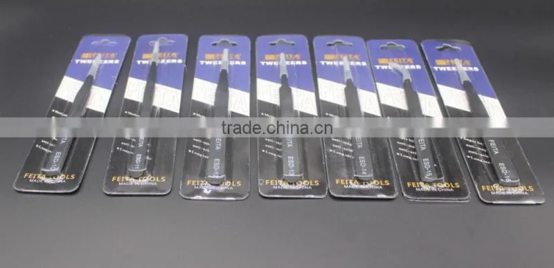 Slanted Tip Type and Stainless Steel Material Personalized ESD Eyebrow Tweezers for Beauty