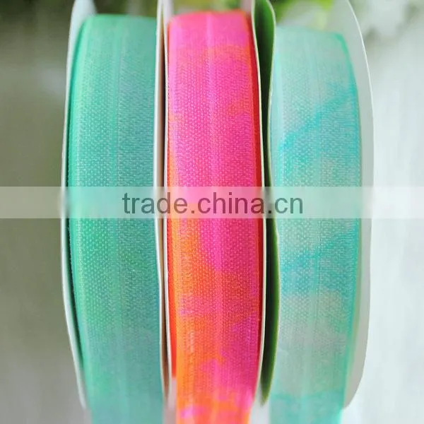 Wholesale tie dye elastic ribbon