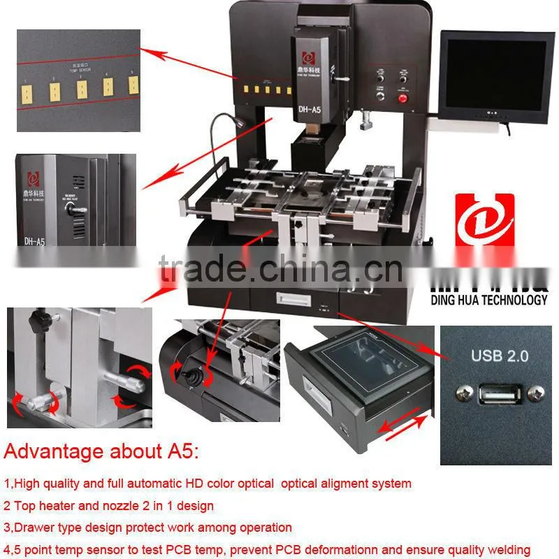 New Optical alignment bga rework station for temperature accuracy high efficiency motherboards repair machine DH-A5 SMT pick and