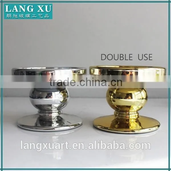 LX Mercury glass square twist tealight silver and gold candle holder