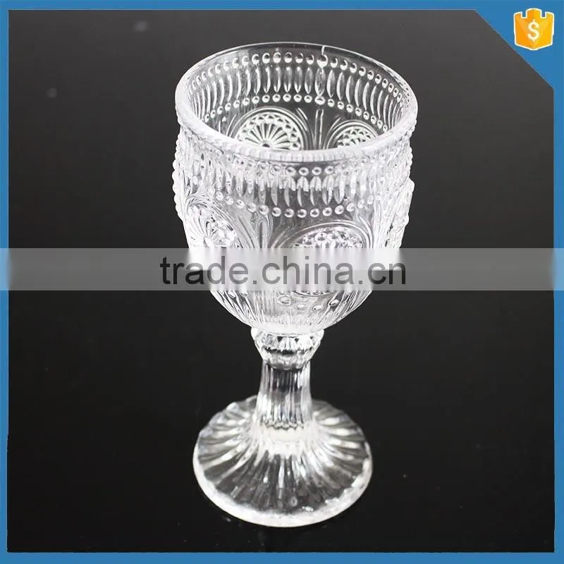 Pressed sunflower embossed glass tumbler wine glasses
