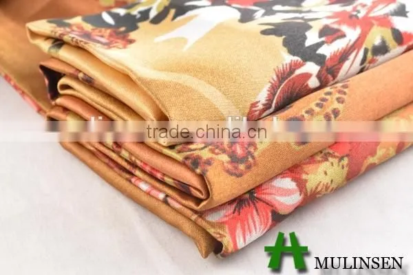 Shaoxing Textile Polyester 50D printed satin fabric/ satin pajamas woman fabric