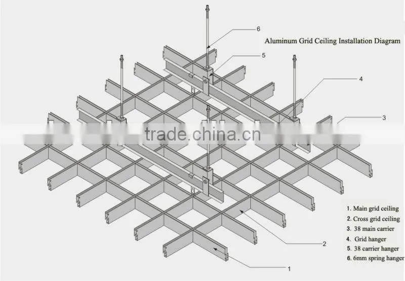 Aluminum decorative ventilation metal grille ceiling panels