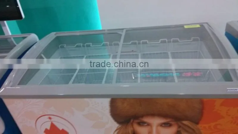 CE approved supermarket curved sliding glass door display freezer ice cream freezer