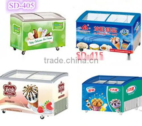 Best seller curved sliding glass door chest freezer