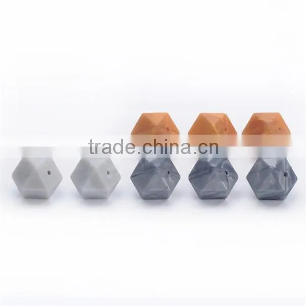 BPA Free FDA Approved Hexagon Grey Marble Silicone Beads for DIY silicone necklaces