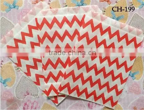 Customized Kraft Chevron Paper Treat Bags for Wedding Party