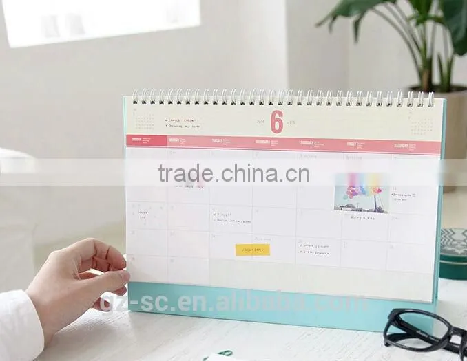 Colorful printable and custom shapeTable calendar 2014