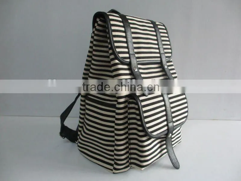 Casual Canvas with Black and white stripe Unisex Backpack