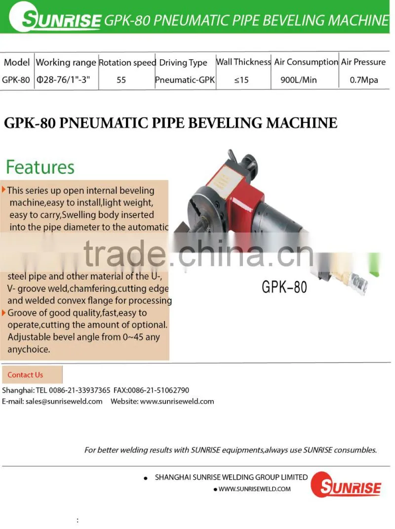 GPK-80 PNEUMATIC PIPE BEVELING MACHINE with free cutter