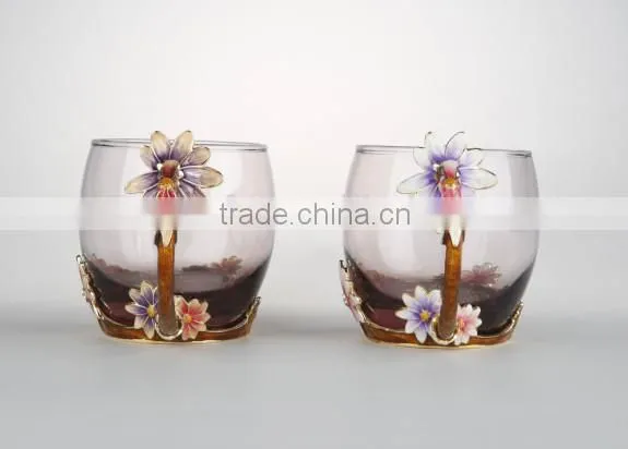 popular daisy design pewter enamel water cup roro brand