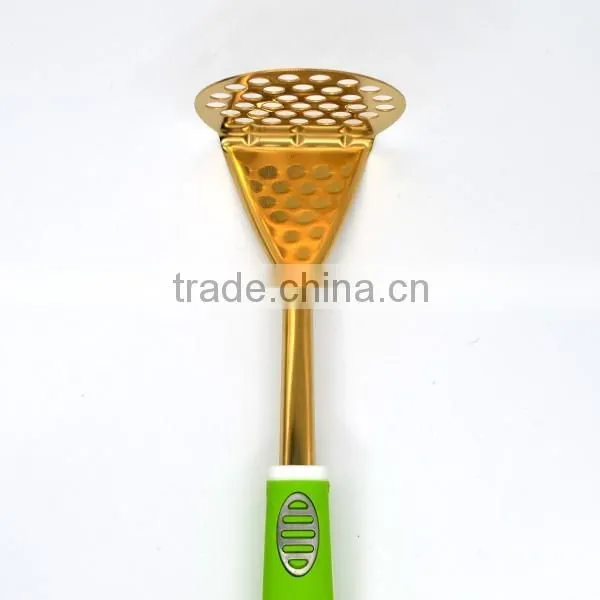 Hot sales in Amazon FDA LFGB Grade gold plating spud blender potato masher