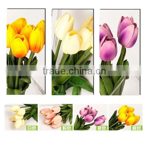 Real touch artificial tulips with 6pcs bundle/decorative tulips flower