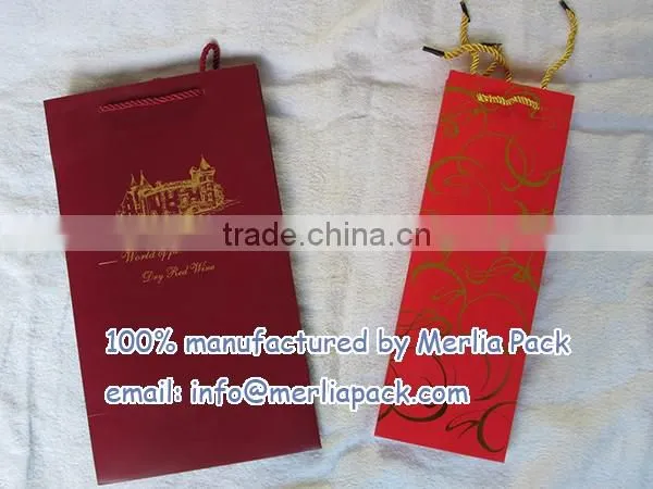 2 WINE BOTTLE TOTE GIFT BAG CHRISTMAS PAPER HANDLE CARD HOLIDAY BAGS