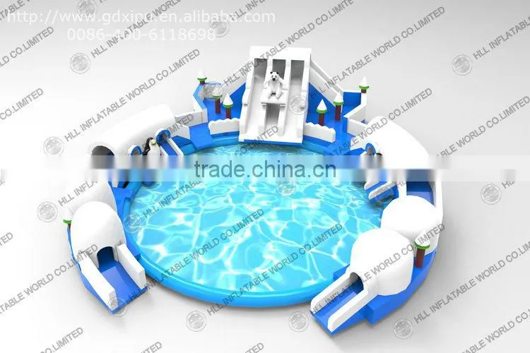Inflatable commercial water park with slide equipment for sale