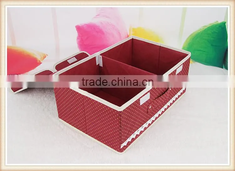 Two lids non-woven storage box with division inside