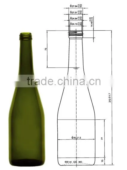 Glasslucky Olive green 750ml glass burgundy wine bottle