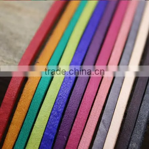 wholesale colorful 3mm flat real leather cord for pet collar chain bracelet necklace flat leather cord