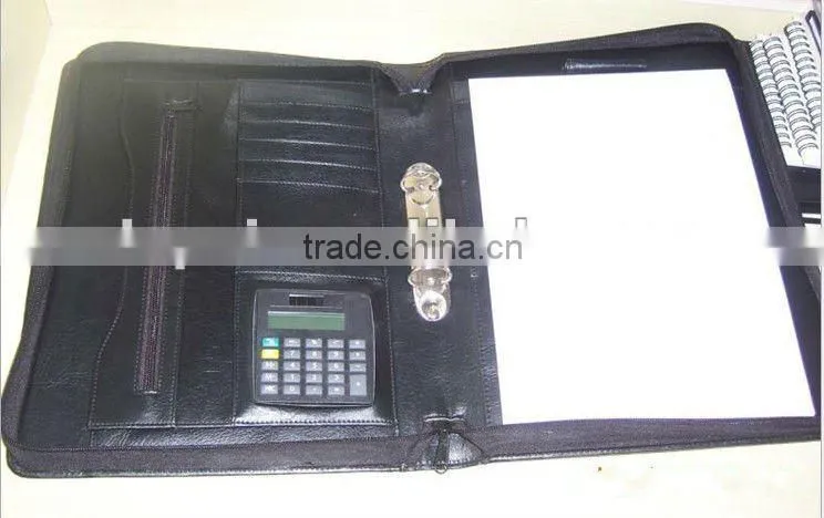multi-function brown leather business notebook for manager