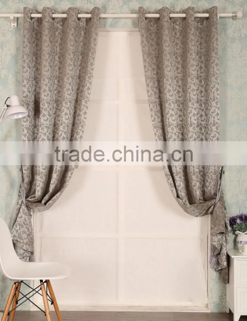 100% polyester fabric Jacquard Curtain Panel Grommet Drapes