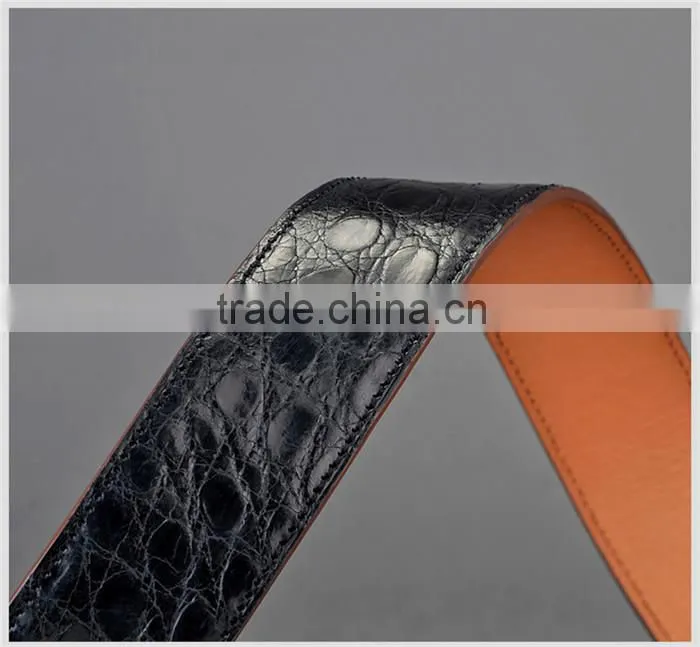 Classic Handmade Men Genuine Crocodile Leather Belt Black with Stainless Steel Buckle