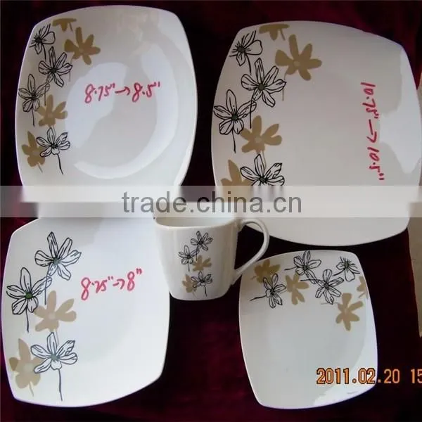 shandong porcelain ware factory supply white square dinner set