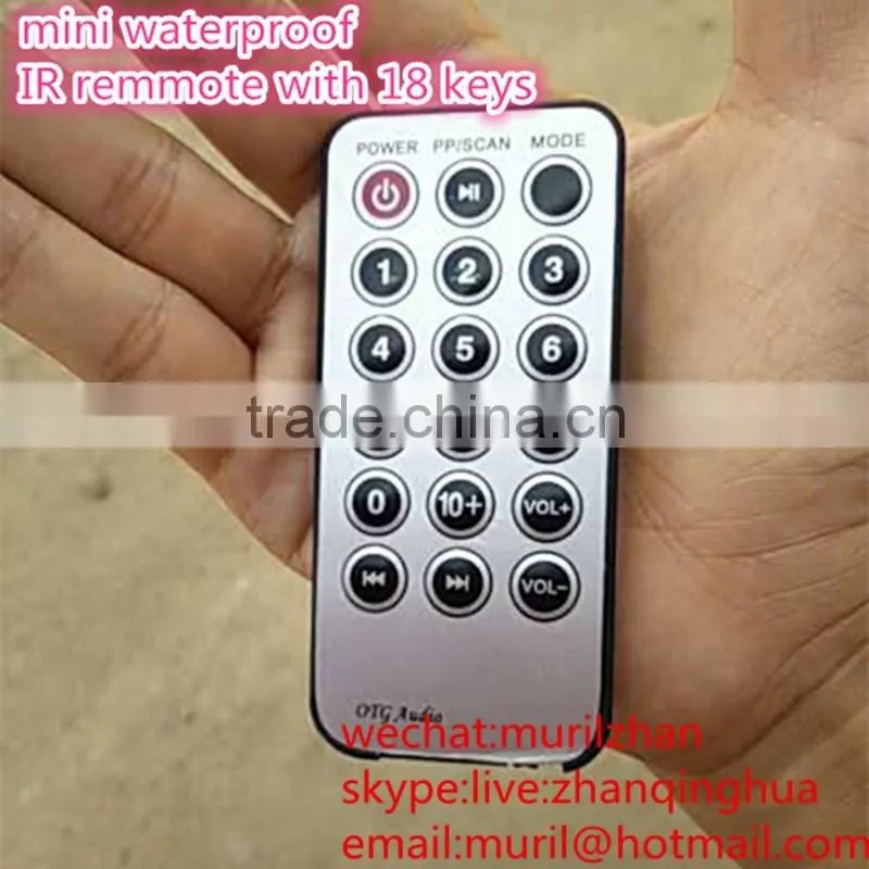 Mini 18 Keys Waterproof IR Remote Control with NECC/RC5 Code for MP3 ,Audio/Video Player