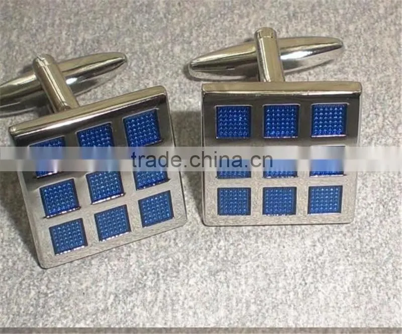 Novelty square-fashion jewelry blue enamel cufflinks