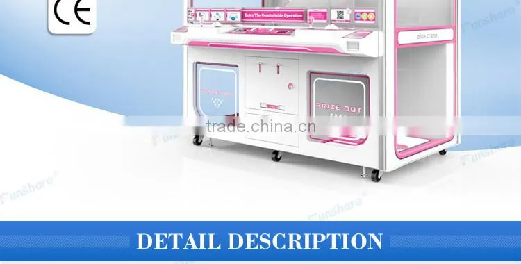 Funshare Pink Crane Hot SellingeCrane Toy Game 2P Claw Game Machine For Sale
