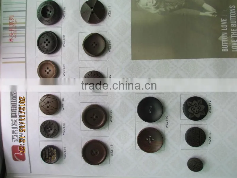 14L-80L 2-holes/4-holes laser engraved wooden button for garment/clothing